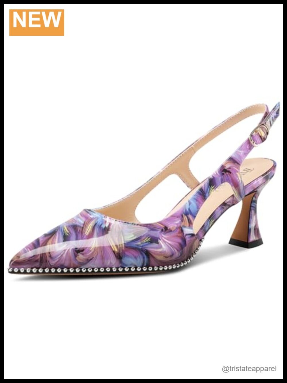 Kitten Heel Pointed Toe Slingback Pumps Patent Leather Prom Dress Heels